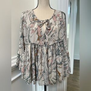 Olivaceous Bell Sleeve blouse